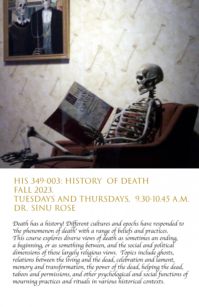 image of skeleton reading The Human Odyssey, course description